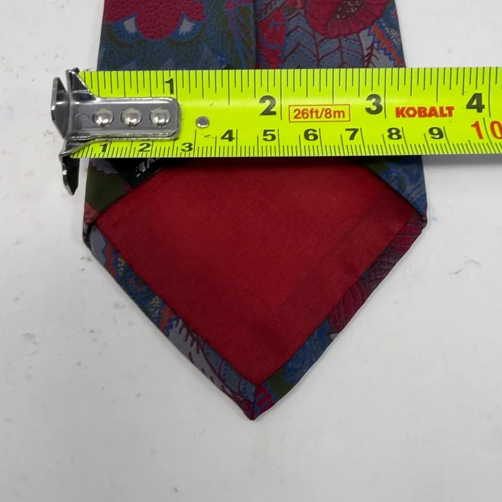Lord‎ & Taylor Kensington Mens Silk Tie Italy Paisley Floral Teal Burgundy Wide
